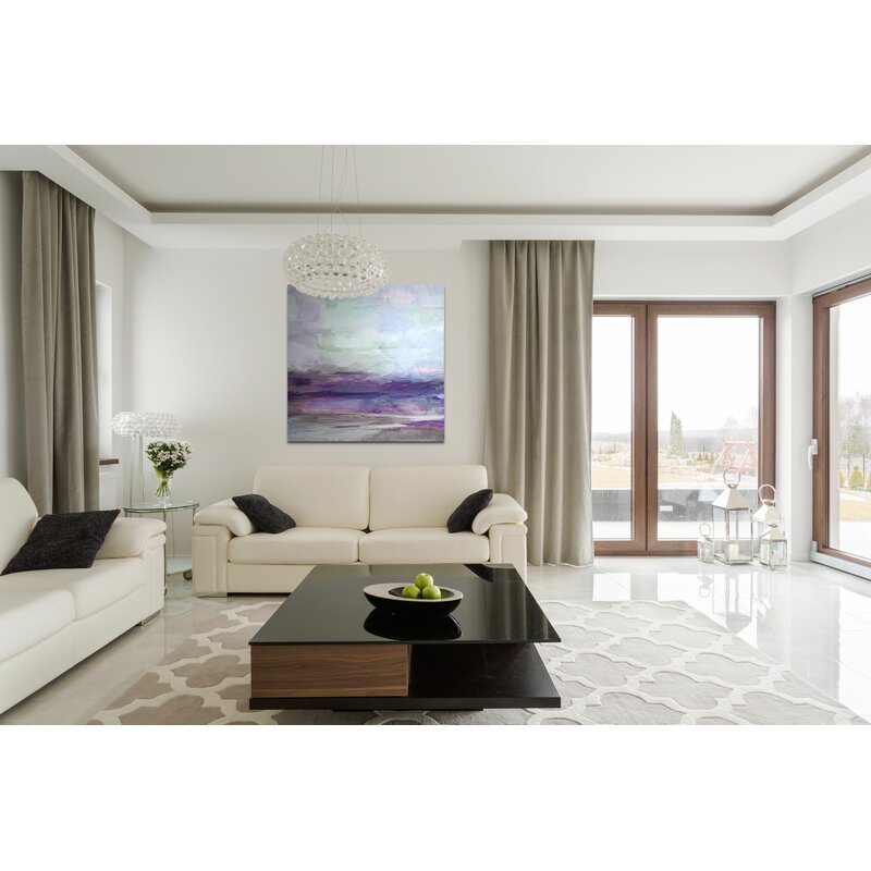Serene Violet Abstract Landscape Oil Painting for Elegant Home Decor