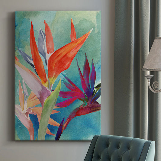 Vibrant Birds of Paradise Floral Oil Painting for Colorful Home Decor