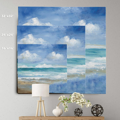 Tranquil Coastal Serenity - Beautiful Oil Painting of Ocean and Sky
