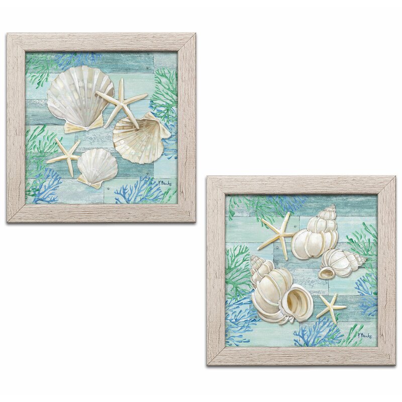 Coastal Shell and Starfish Oil Paintings for Beach Home Décor
