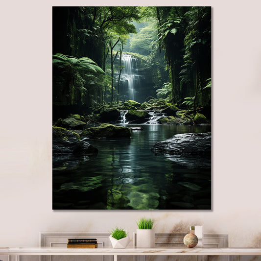 Serene Forest Waterfall in Hidden Oasis Nature Landscape