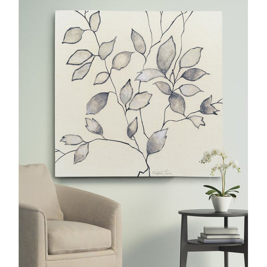 Elegant Monochrome Leaves Oil Painting for Modern Home Decor