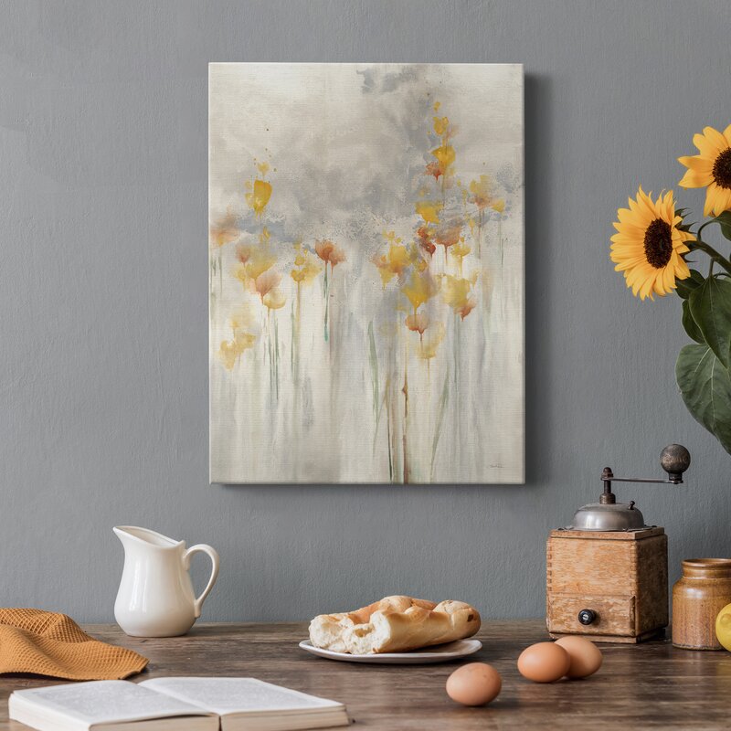 Whimsical Floral Harmony in Soft Pastels - Elegant Oil Painting for Your Home Decor