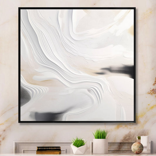 Elegant White and Gold Abstract Oil Painting for Modern Decor