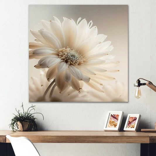 Elegant White Gerbera Flower Canvas Art for Home Decor and Flower Lovers
