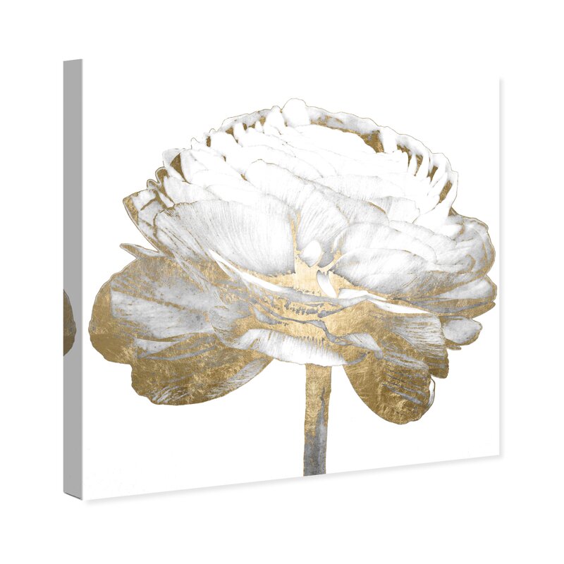 Elegant White and Gold Floral Oil Painting for Modern Home Decor