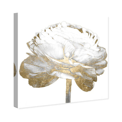 Elegant White and Gold Floral Oil Painting for Modern Home Decor