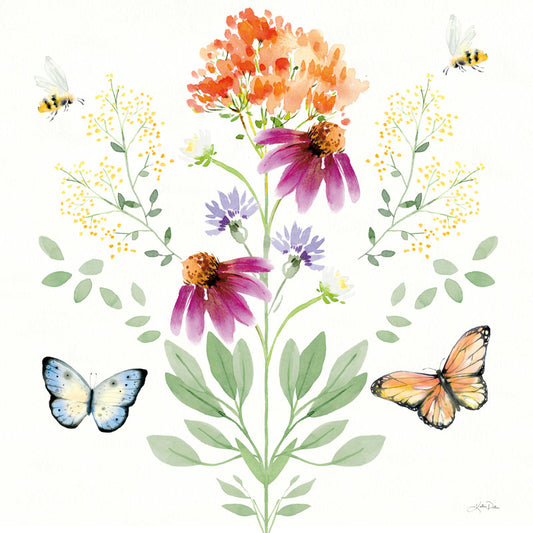 Vibrant Wildflowers and Butterflies Oil Painting for Nature Lovers
