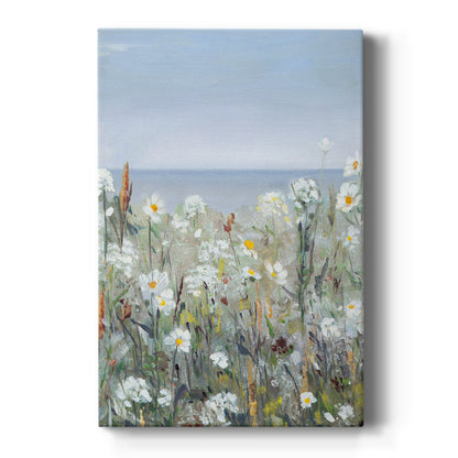 Serene Wildflower Seascape Oil Painting for Tranquil Home Decor