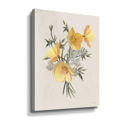 Vibrant Yellow Poppy Floral Oil Painting for Bright Home Decor
