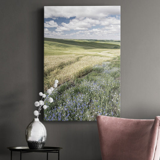 Serene Wildflower Fields Landscape Oil Painting for Home Decor