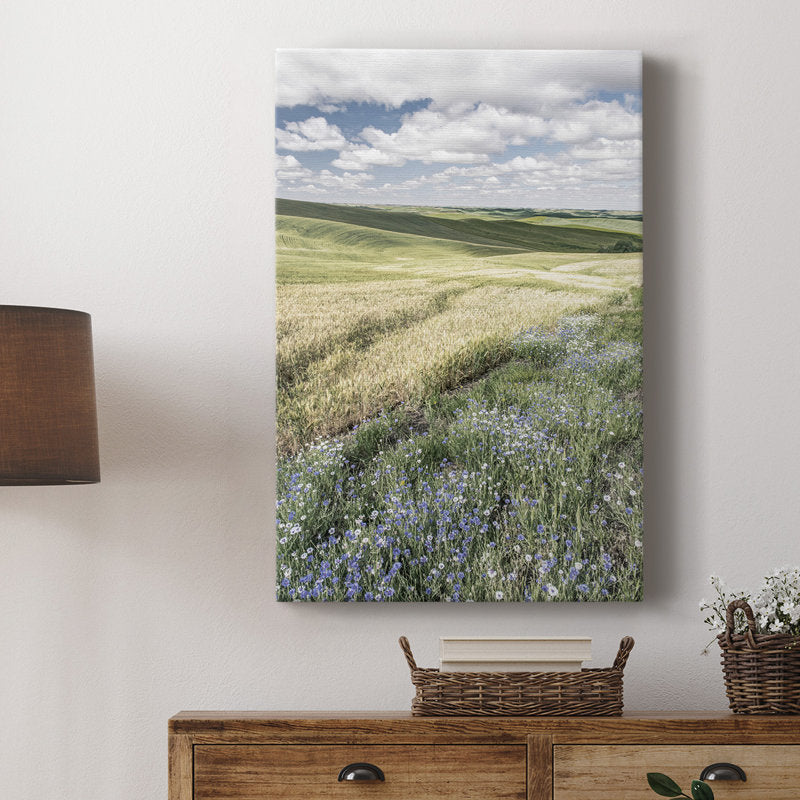 Serene Wildflower Fields Landscape Oil Painting for Home Decor
