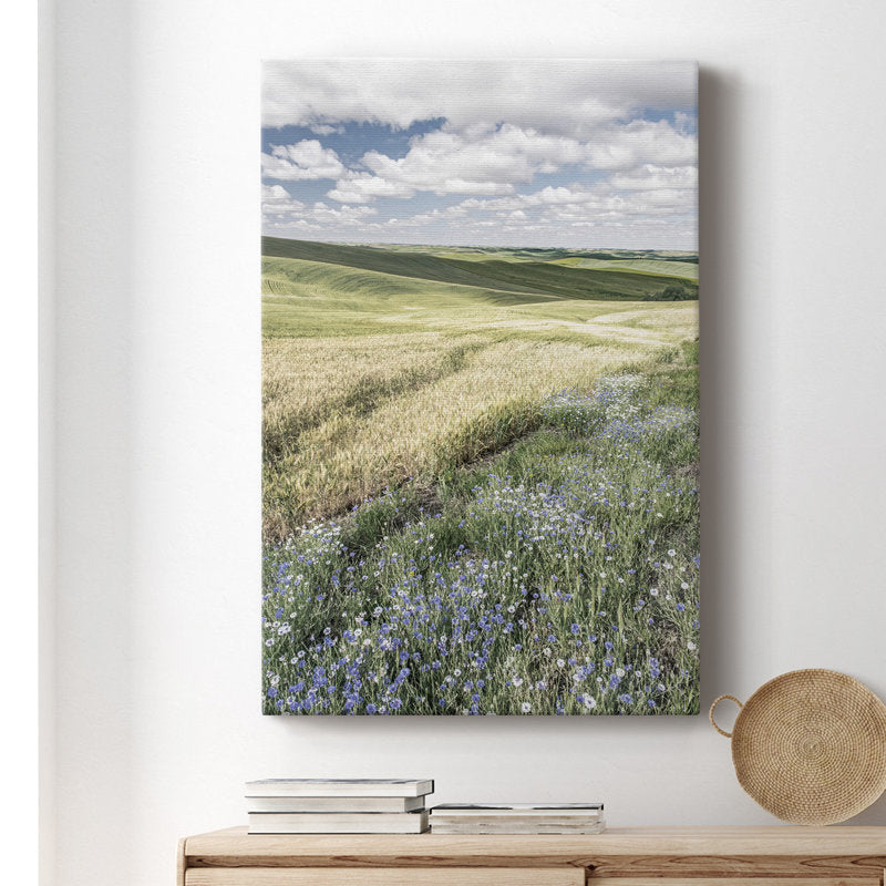 Serene Wildflower Fields Landscape Oil Painting for Home Decor