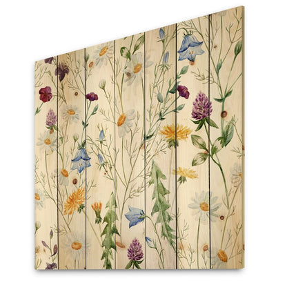 Charming Wildflower Oil Painting with Chamomile and Clover Floral Design