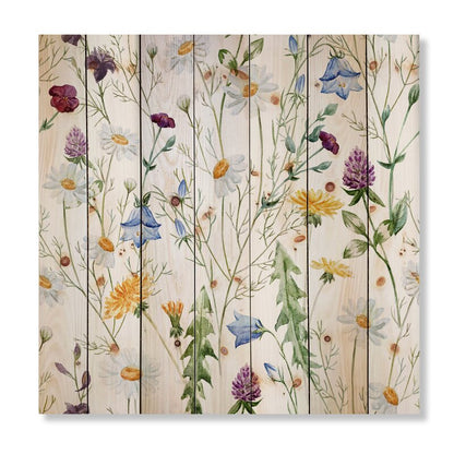 Charming Wildflower Oil Painting with Chamomile and Clover Floral Design