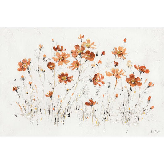 Vibrant Orange Wildflowers Oil Painting for Home Decor