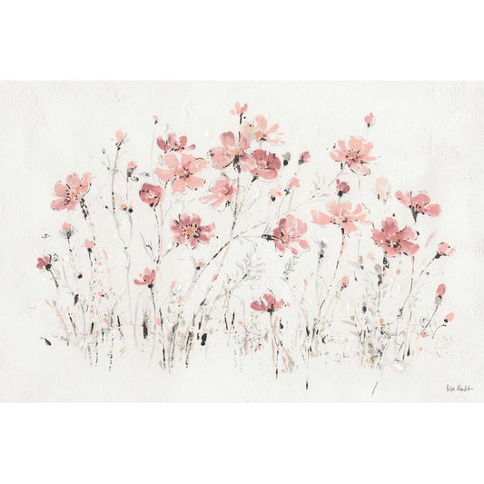 Delicate Pink Wildflower Oil Painting for Elegant Home Décor