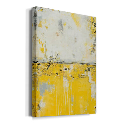Vibrant Yellow Horizon: Modern Abstract Oil Painting for Contemporary Decor