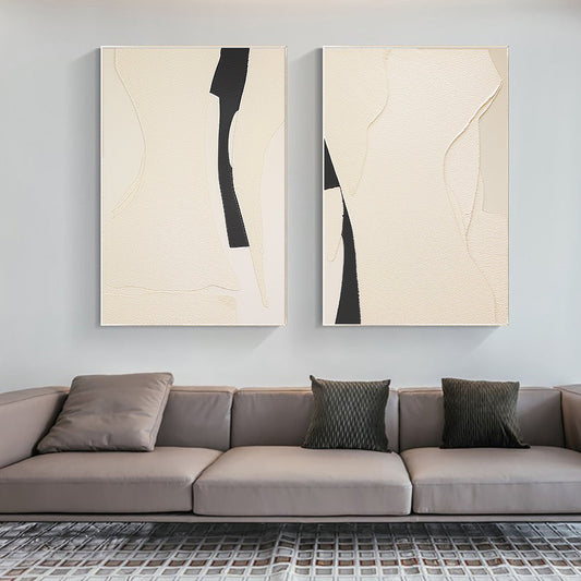 Contemporary Abstract Oil Painting Duo for Modern Home Decor