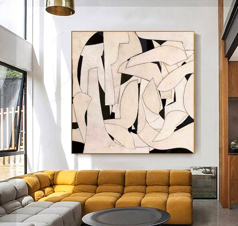 Elegant Minimalist Abstract Oil Painting for Modern Home Decor