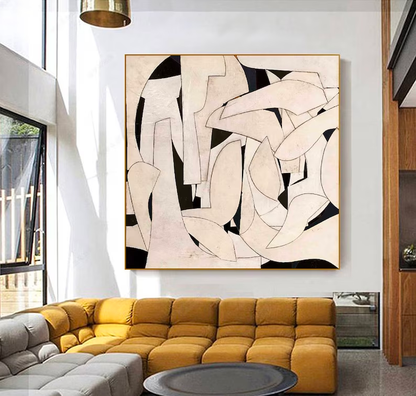 Elegant Minimalist Abstract Oil Painting for Modern Home Decor