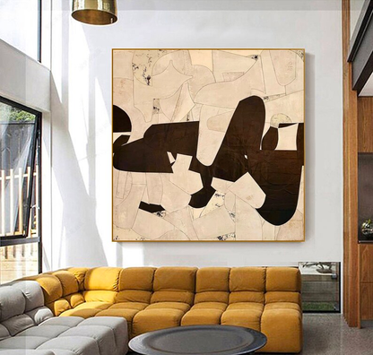 Contemporary Minimalist Abstract Oil Painting in Neutral Tones for Modern Spaces