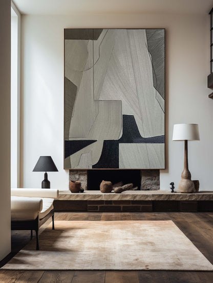 Elegant Grey Abstract Oil Painting for Modern Minimalist Home Decor