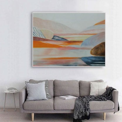 Serene Sunset Over Vibrant Valley - Stunning Oil Painting for Modern Decor