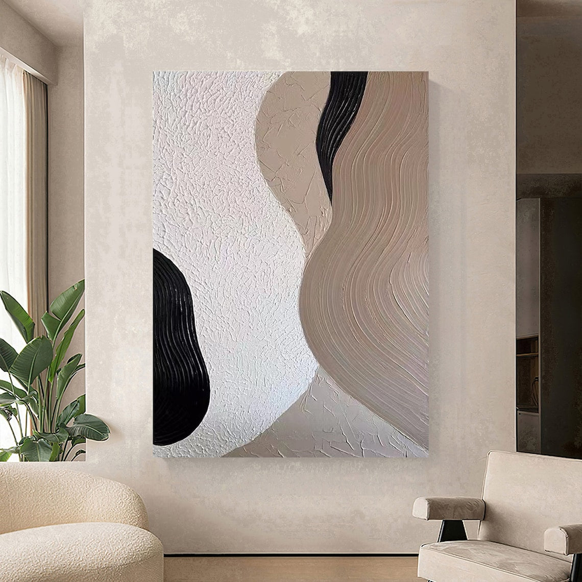 Abstract Serenity Swirls Oil Painting for Modern Home Decor and Relaxation