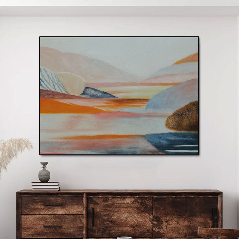 Serene Sunset Over Vibrant Valley - Stunning Oil Painting for Modern Decor