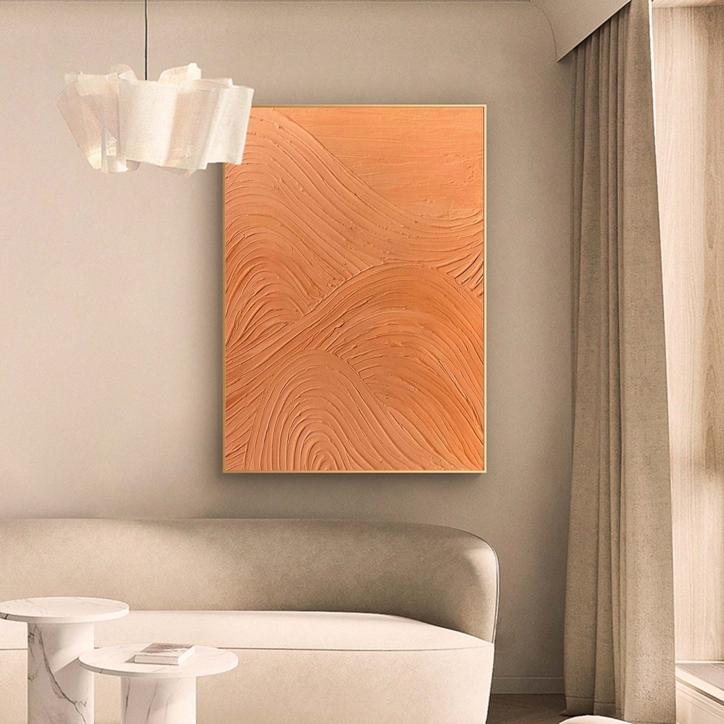 Abstract Textured Wave Oil Painting for Modern Minimalist Decor