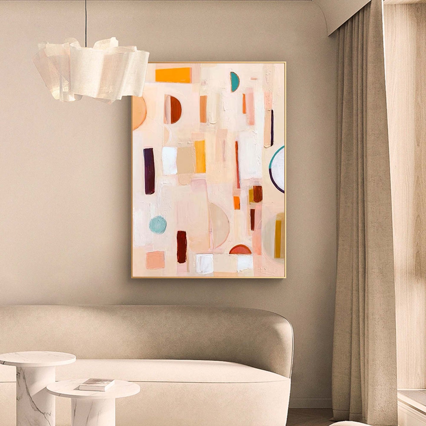 Abstract Geometric Oil Painting for Modern Home Decor and Art Lovers