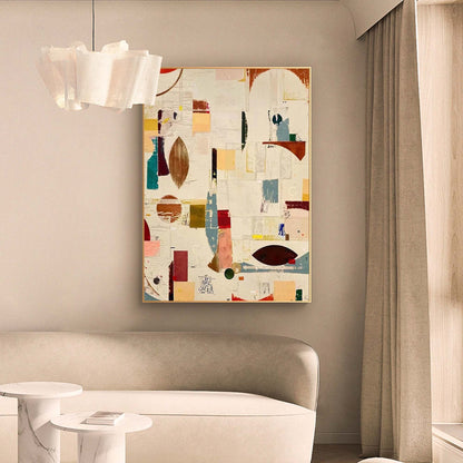 Modern Geometric Abstract Oil Painting for Contemporary Home Decor