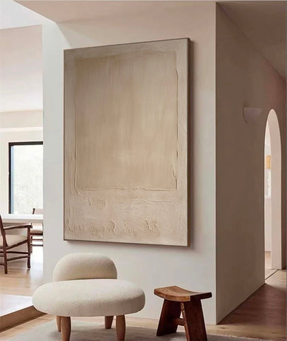 Sophisticated Minimalist Beige Abstract Oil Painting for Modern Decor