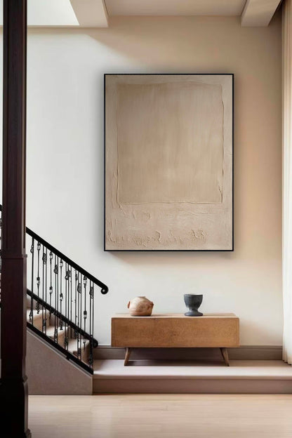 Sophisticated Minimalist Beige Abstract Oil Painting for Modern Decor