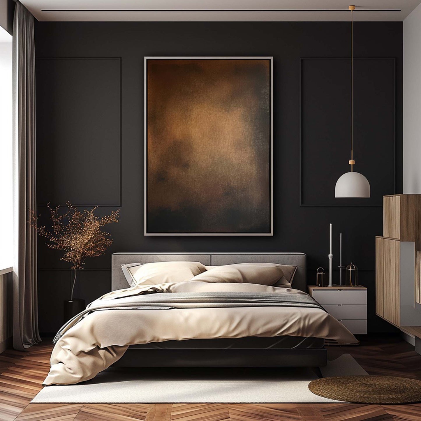Elegant Minimalist Oil Painting in Warm Tones for Modern Home Decor