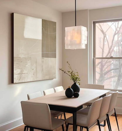 Elegant Minimalist Abstract Oil Painting in Neutral Tones for Modern Décor