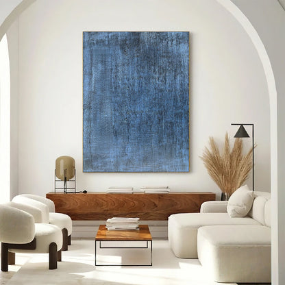 Tranquil Blue Abstract Oil Painting for Serene Home Decor