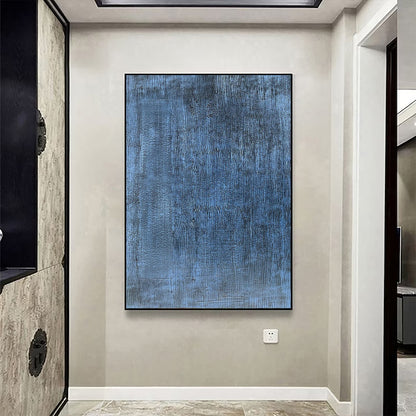 Tranquil Blue Abstract Oil Painting for Serene Home Decor