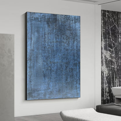 Tranquil Blue Abstract Oil Painting for Serene Home Decor