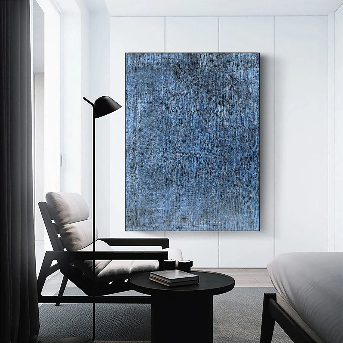 Tranquil Blue Abstract Oil Painting for Serene Home Decor