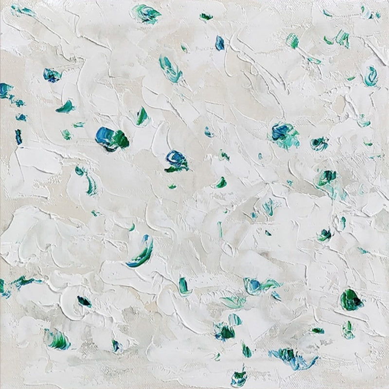 Elegant Jade Abstract Oil Painting with Textured Green and Blue Accents for Home Decor