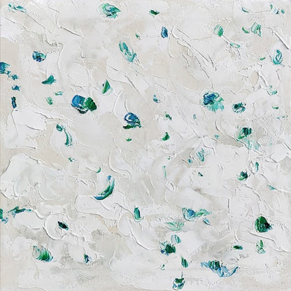 Elegant Jade Abstract Oil Painting with Textured Green and Blue Accents for Home Decor