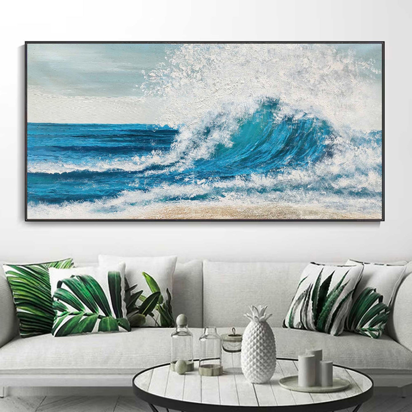 Stunning Ocean Wave Painting for Minimalist Beach Decor