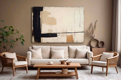 Contemporary Minimalist Abstract Oil Painting for Modern Home Decor