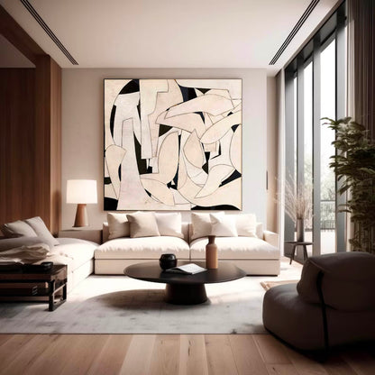 Elegant Minimalist Abstract Oil Painting for Modern Home Decor