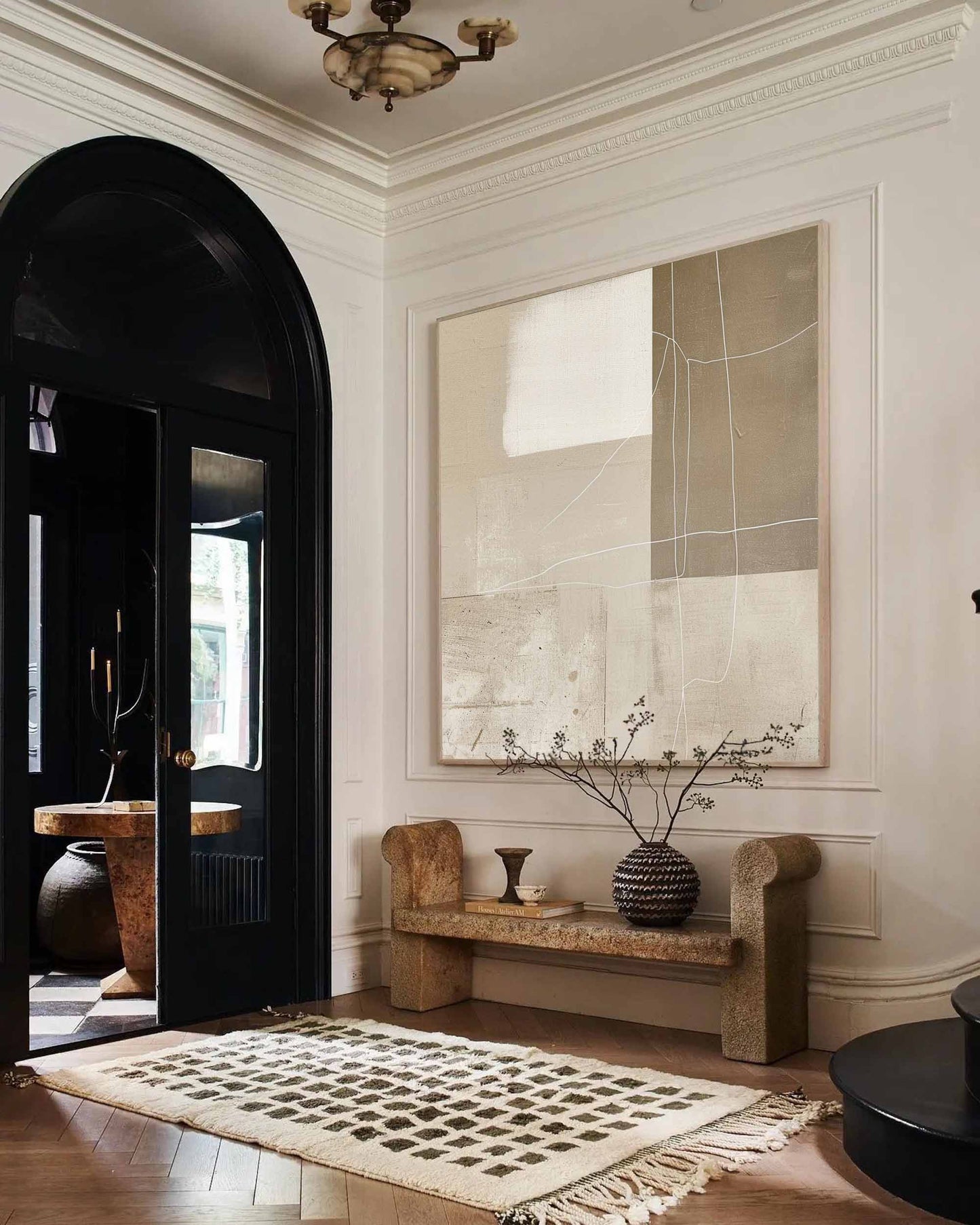 Elegant Minimalist Abstract Oil Painting in Neutral Tones for Modern Décor