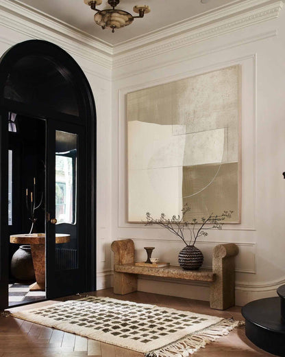 Contemporary Minimalist Oil Painting in Earthy Tones for Modern Home Decor