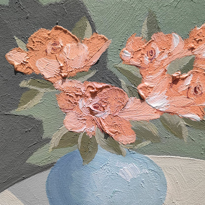 Still Life Floral Vase Tabletop Oil Painting 279PW