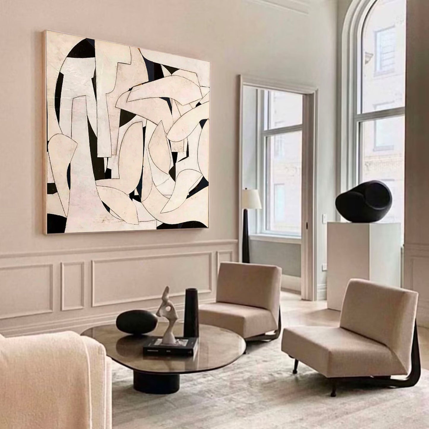Elegant Minimalist Abstract Oil Painting for Modern Home Decor